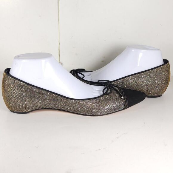 Stuart Weitzman Women's US10M Black Metallic Iridescent Glitter Ballet Flats - Picture 9 of 16